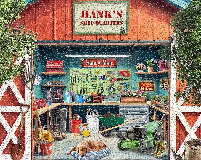Springbok Shedquarters 1000 Piece Puzzle for Adults - Detailed Puzzle of a Handyman’s Workshop