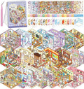 DIY 3D House Stickers, 4 Sets Fun DIY Stickers Scene Make Your Own Mini House Cute Cartoon Animal Scene Stickers for Kids Adult Sticker Art Relief Stress Pass The Time-20 Sets