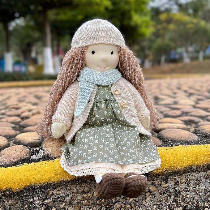 BlissfulPixie Waldorf Handmade Rag Doll - Personalized Collectors Plush for Kids Birthday Present With Beautiful Box-Lenka 12"