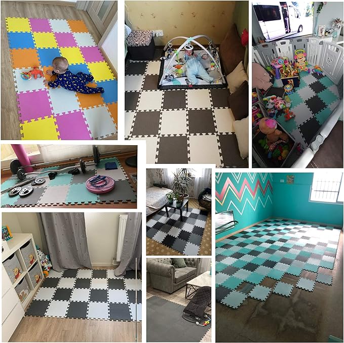 YIMINYUER® 20 Tiles (30cm×30cm×1cm Each Tile) Baby Soft Puzzle Play Mats, Kids Thick EVA Foam Floor, Toddlers & Children's Soft Interlocking Mat R03R09G301020