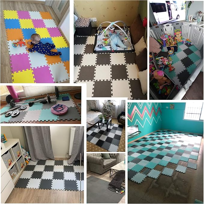YIMINYUER® 20 Tiles (30cm×30cm×1cm Each Tile) Baby Soft Puzzle Play Mats, Kids Thick EVA Foam Floor, Toddlers & Children's Soft Interlocking Mat R06G301020