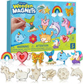JOYIN 12 pcs Fantasy Wooden Magnets, Kids Unicorn Painting Craft, Spring and Rainy Day Activities School Art Projects, Toys for Kids Aged 3+ Birthday Easter