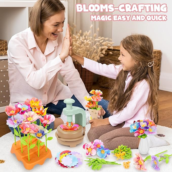 Fabric Flower Bouquets Toys, DIY Craft Kits Toys for Kids - Flowers Market Toy, Build Your Flower Bouquet, Arts & Crafts for 4 5 6 7 8 Year Toddler Girl, Educational Activity Preschool B-Day Gifts