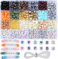 XIANNVXI 24Colours Grey Pony Beads for Bracelet 720pcs Letter Kandi Letter Friendship Grey Brown Pony Beaded Kit Bracelet Making Kit for Jewelry DIY Crafts