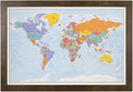 Push Pin Travel Maps - Blue Oceans World - Rustic Brown Framed Pin Map for Tracking Your Travels - 27.5" x 39.5" - 8 Handcrafted Frame Options - Made in USA - Ideal for Any Traveler