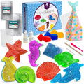 Pinwheel Crafts DIY Soap Making Kit for Kids Ages 5 6 7 8-12+ with Molds, Scents, Dye, Glitter, Foaming Net - Sealife Soap Making Kits for Adults Beginners Great for Science Projects and Crafts