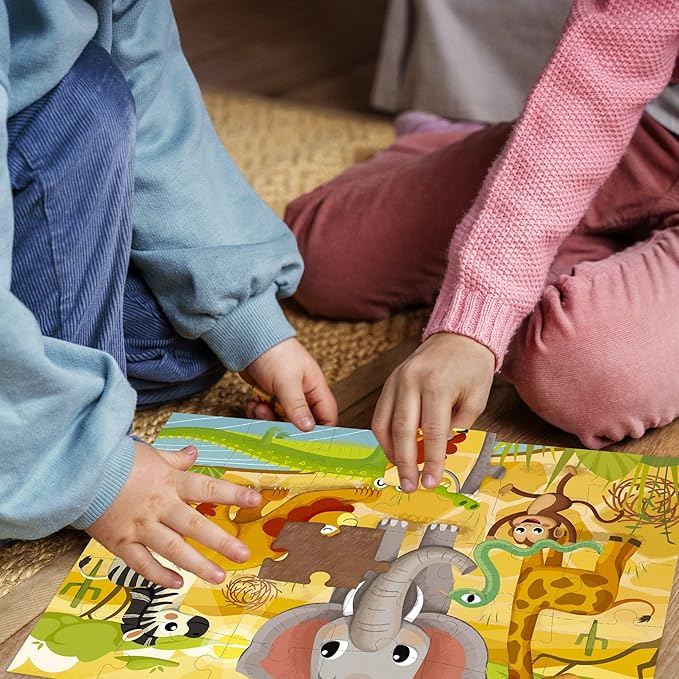 QUOKKA Puzzles for Kids Ages 3-5 - 30 Pieces Puzzles for Toddlers 2-4 - Africa Animals Learning Jigsaw Puzzles for Kids 4-6 Years Old - Educational Toys for Boy and Girl
