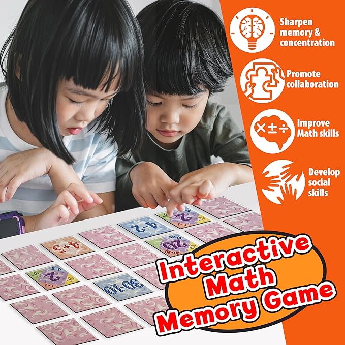 Math Games for Kids Ages 6-8, 8-12, Math Memory Card Game Memory Matching Game, Math Manipulatives 1st, 2nd, 3rd, 4th, 5th Grade