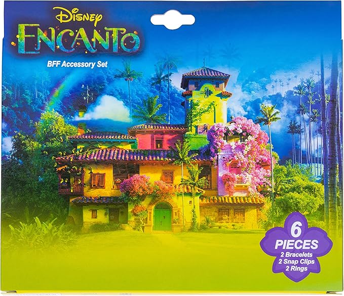 LUV HER Encanto Girls BFF 6 Piece Toy Jewelry Box Set with 2 Rings, 2 Bead Bracelets and Snap Hair Clips Ages 3+