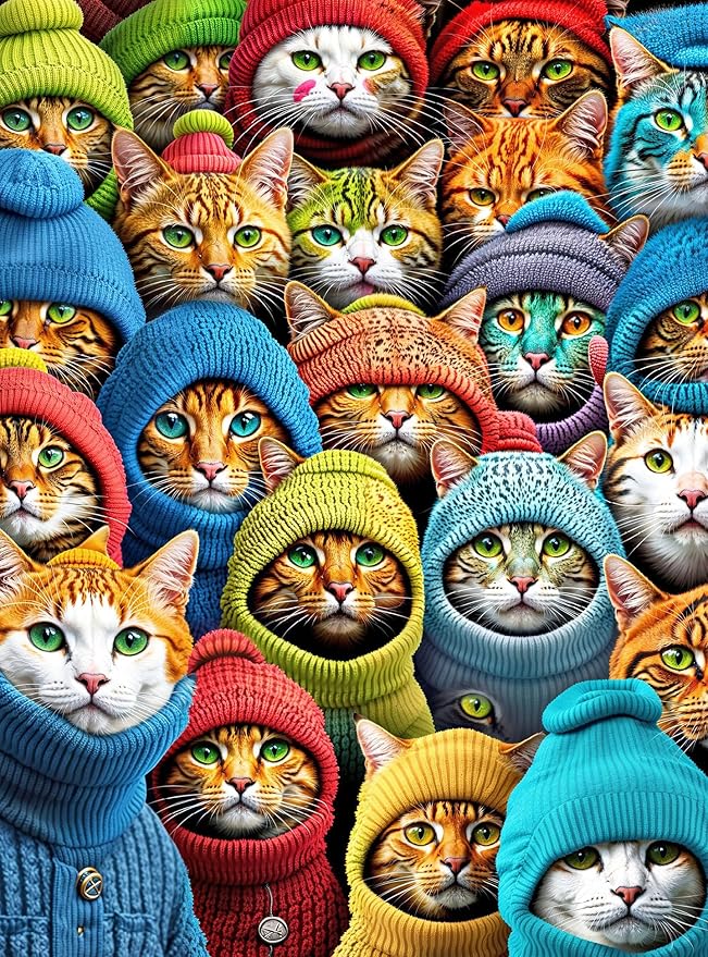 Cross & Glory - Whiskered World: A Kitty Kaleidoscope - Cat Jigsaw Puzzles for Adults, 1000 Piece Puzzle, Vibrant, Challenging & Detailed, Cat Puzzles