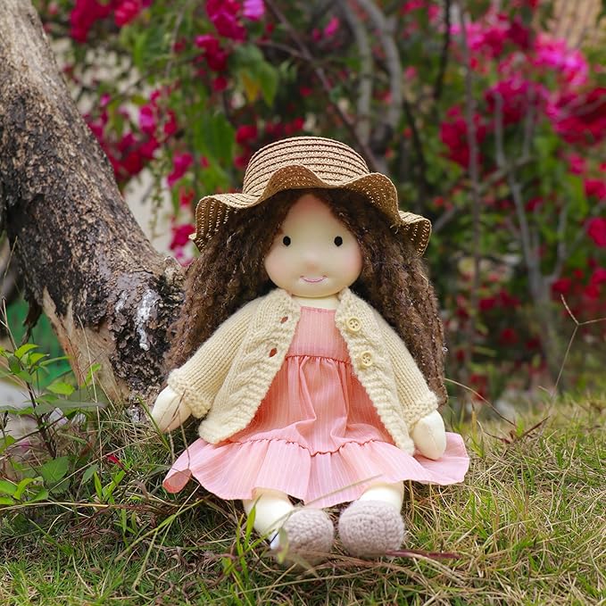 BlissfulPixie Waldorf Doll Handmade Rag Doll - Personalized Collectors Plush Doll for Kids Birthday Present with Beautiful Present Box-Kristy 12"