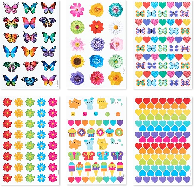 American Greetings 867-Count Bulk Stickers for Kids, Butterflies and Flowers