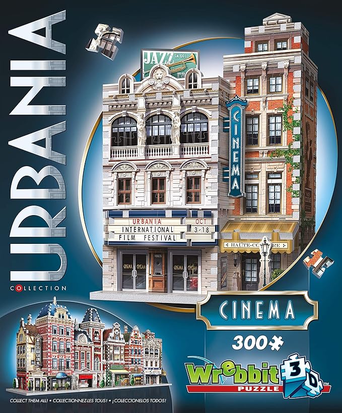 Wrebbit 3D Urbania Collection 3D Puzzle Bundle | Includes Hotel, Cinema, Café and Fire Station | 1165 Pieces Jigsaw Puzzle Pieces Total | Build a Charming and Unique Streetscape of a Small Town