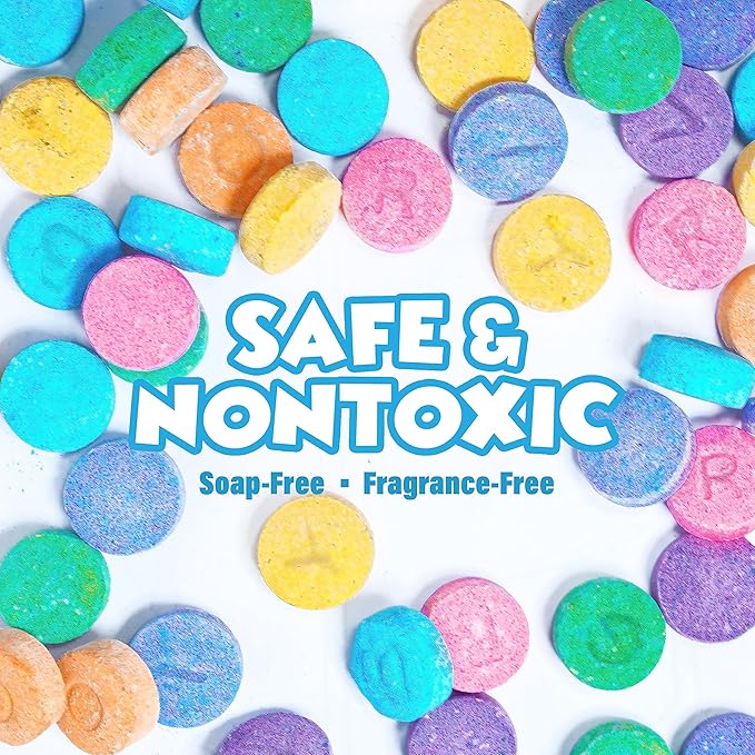 Tub Works Bath Color Tablets for Kids, 150 Count | Nontoxic & Fragrance-Free | Fizzy & Vivid Bath Color Tablets Create Fun Bath Colors | 7 Colored Water Tablets for Variety | BathBombs for Kids Bath