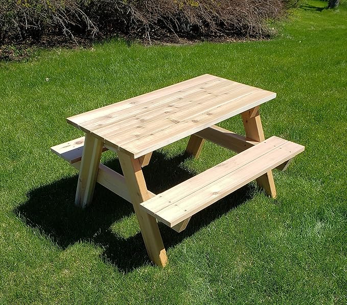 "Generic" Kids Picnic Table Made from Cedar Lumber (Dark Brown)