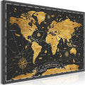 artgeist Pinboard World Map 35x24 in - Cork Board & Canvas Print Wall Art 1 pcs Memoboard with 50 Pins Noticeboard Message Board Image Picture Home Decor Travel Map Map of The World k-A-0490-p-a