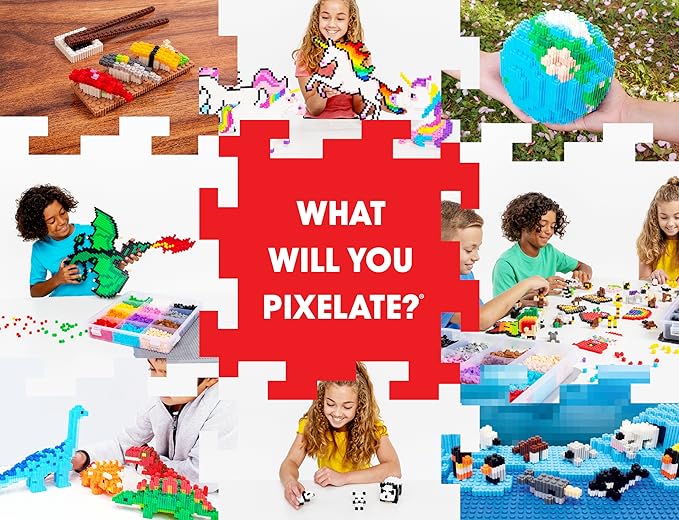 Pix Brix Pixel Art kit Puzzle Bricks - 3,000 Piece Pixel Art Container, 12 Color Medium Palette - Interlocking Building Bricks, Create 2D and 3D Builds Without Water or Glue - Stem Toys, Ages 6 Plus